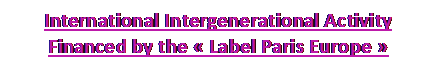 Zone de Texte: International Intergenerational Activity Financed by the  Label Paris Europe 